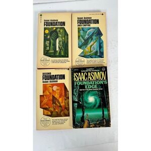Foundation Trilogy & Foundation's Edge Isaac Asimov Sci-Fi Paperback Set Avon